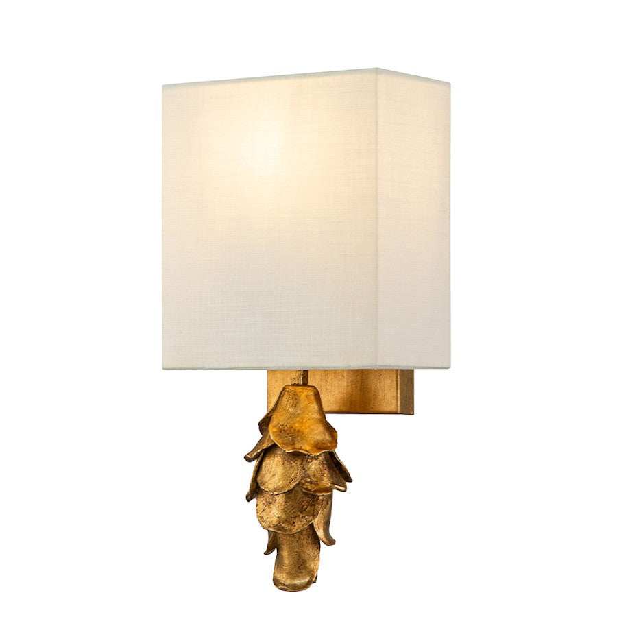 Lucas McKearn Nicholls 1 Light Sconce, Gold Leaf/Cream Linen - SC7038G-1