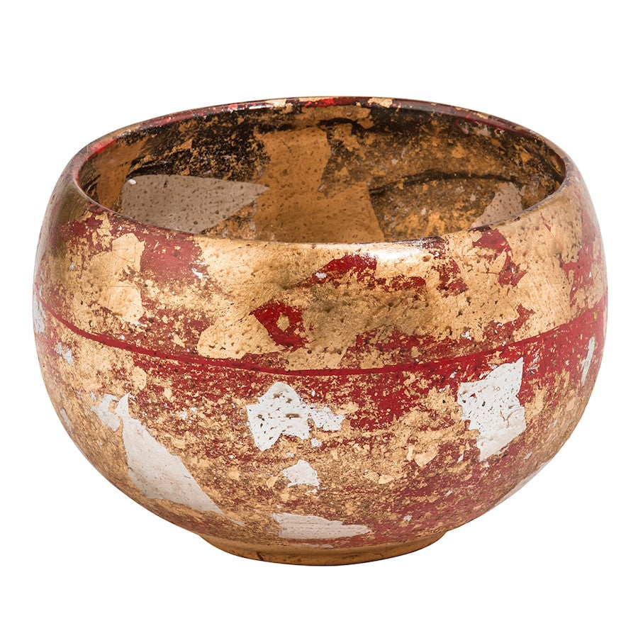 Lucas McKearn Vermillion Charming Accent Bowl, Red/Gold/Silver Leaf - SI-B1212
