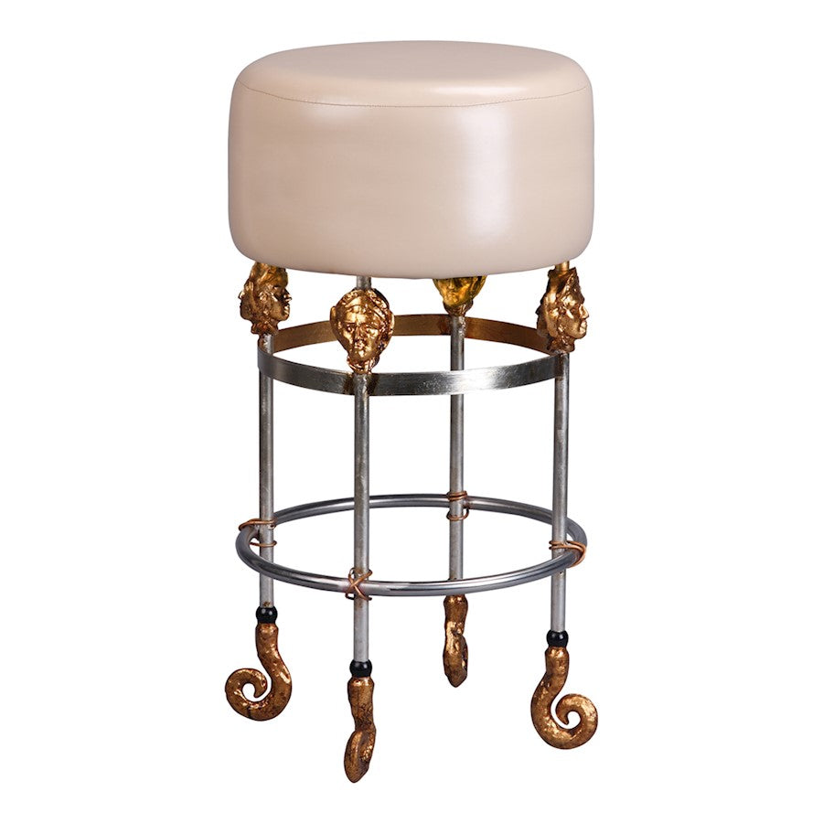 Lucas McKearn Armory 31" Bar Stool, Chrome/Gold Accents/Putty - SI1050-1