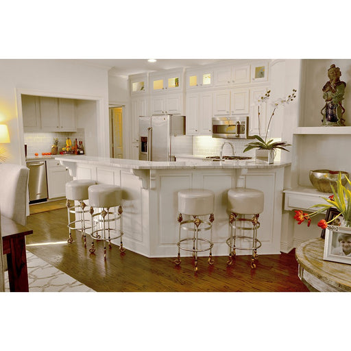 Lucas McKearn Armory 31" Bar Stool, Chrome/Gold Accents/Putty