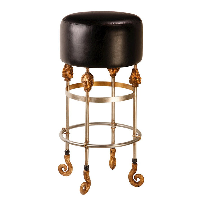 Lucas McKearn Armory 31" Bar Stool, Chrome/Gold Accents/Black - SI1050