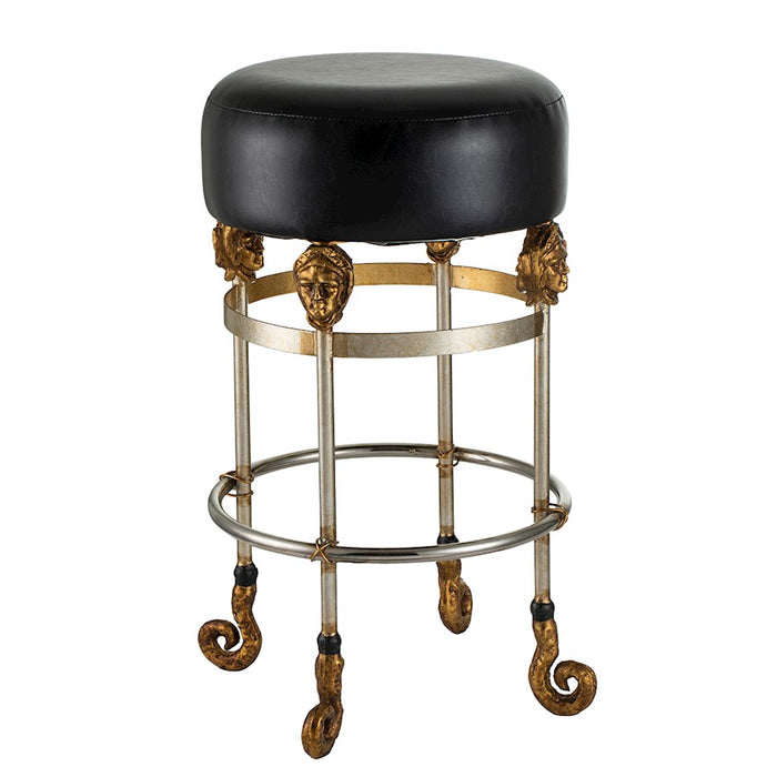 Lucas McKearn Armory 26" Bar Stool, Chrome/Gold Accents/Black - SI1051