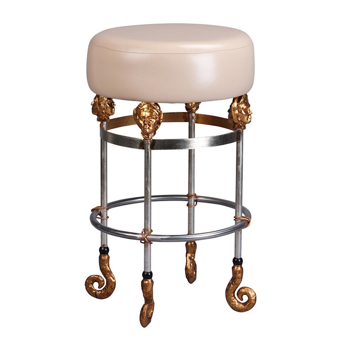 Lucas McKearn Armory 26" Bar Stool, Chrome/Gold Accents/Putty - SI1052