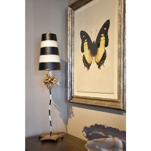 Lucas McKearn La Fleur 1Lt Buffet Lamp, Black/Gold/Blossom/Taupe Drum