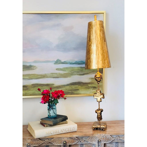 Lucas McKearn Fragment 1Lt Buffet Lamp, Curvy Black/Gold Base/Blossom