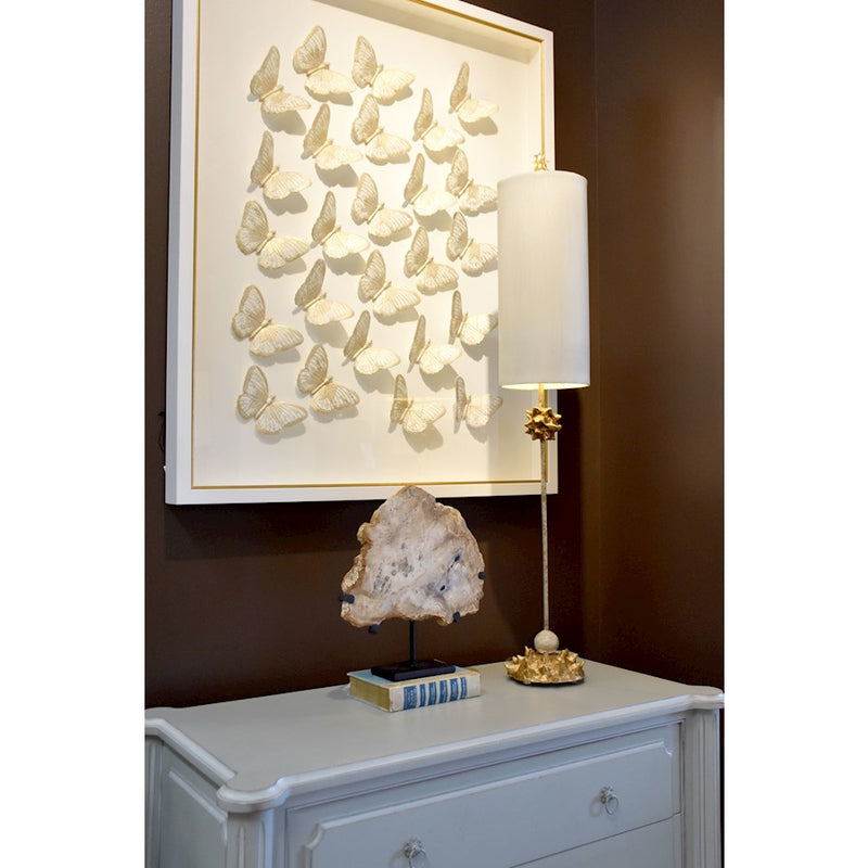 Lucas McKearn Nettle 1Lt Buffet Lamp, Gold Sculpted/Putty Wash Cream