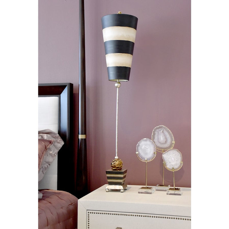 Lucas McKearn Peony 1Lt Buffet Lamp, Silver/Black/Taupe/Gold