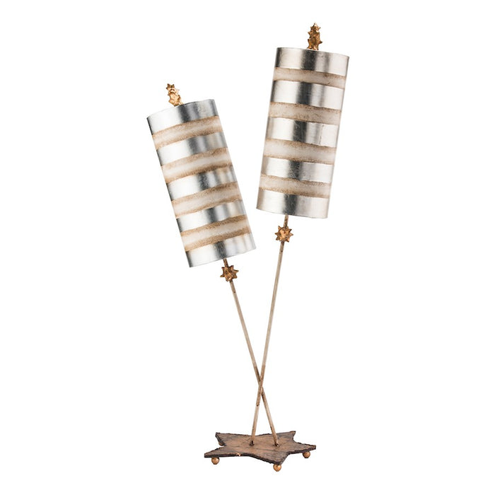 Lucas McKearn Nettle Luxe 2Lt Table Lamp, Silver Stripes/Cream Striped - TA1029