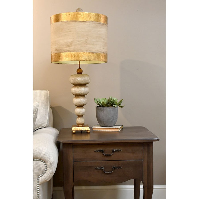 Lucas McKearn Retro 1Lt Table Lamp, Cream Stack Of Pebbles On Gold- TA1031