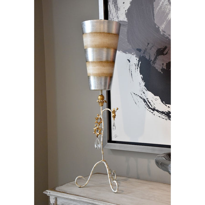 Lucas McKearn Tivoli 1Lt Table Lamp, Cream/Silver Taper Shade/WH Stripe