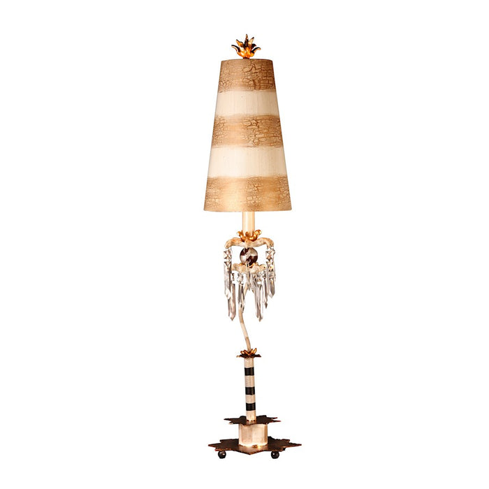 Lucas McKearn Birdland 1Lt Buffet Lamp, Black/Putty Striped/Gold/Cream - TA1057