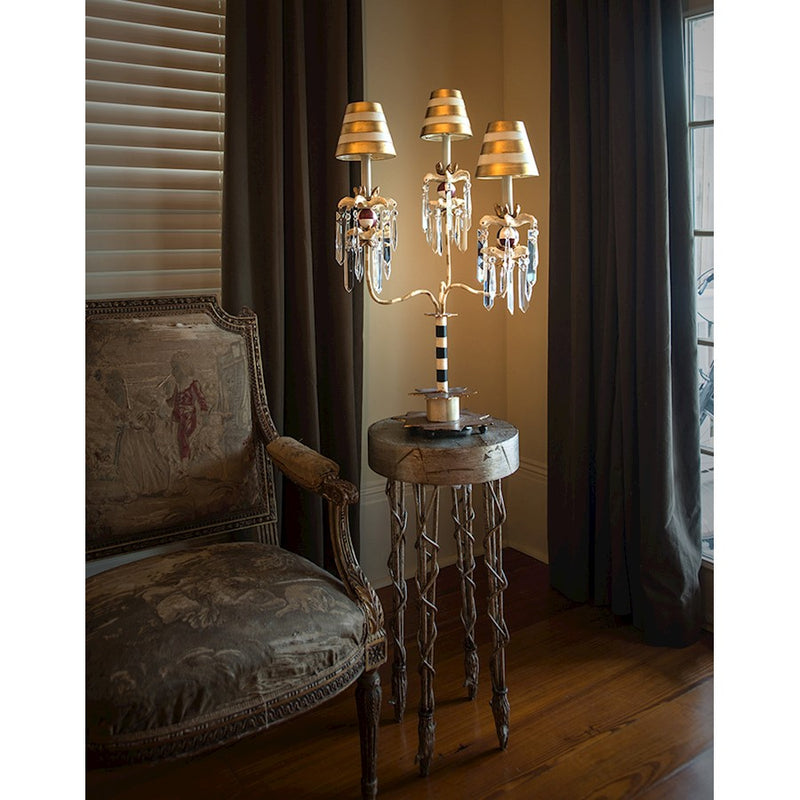 Lucas McKearn Birdland 1Lt Buffet Lamp, Black/Cream/Gold Striped