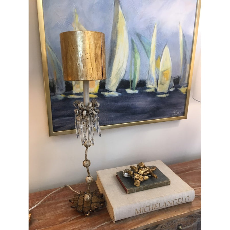 Lucas McKearn Venetian 1Lt Accent Lamp, Beige/Crystals/Beige Patina