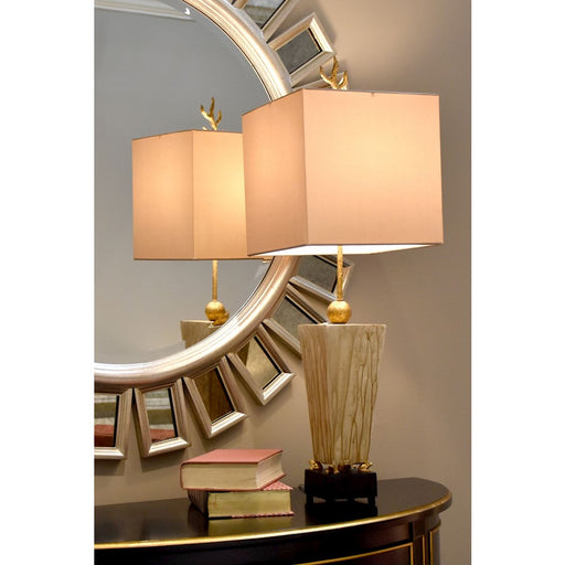 Lucas McKearn Grenouille 1Lt Table Lamp, Light Brown Silk Square