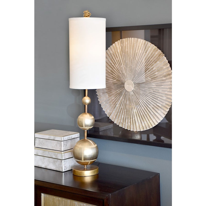 Lucas McKearn Marie 1Lt Buffet Lamp, Silver Spheres On Gold /Cream