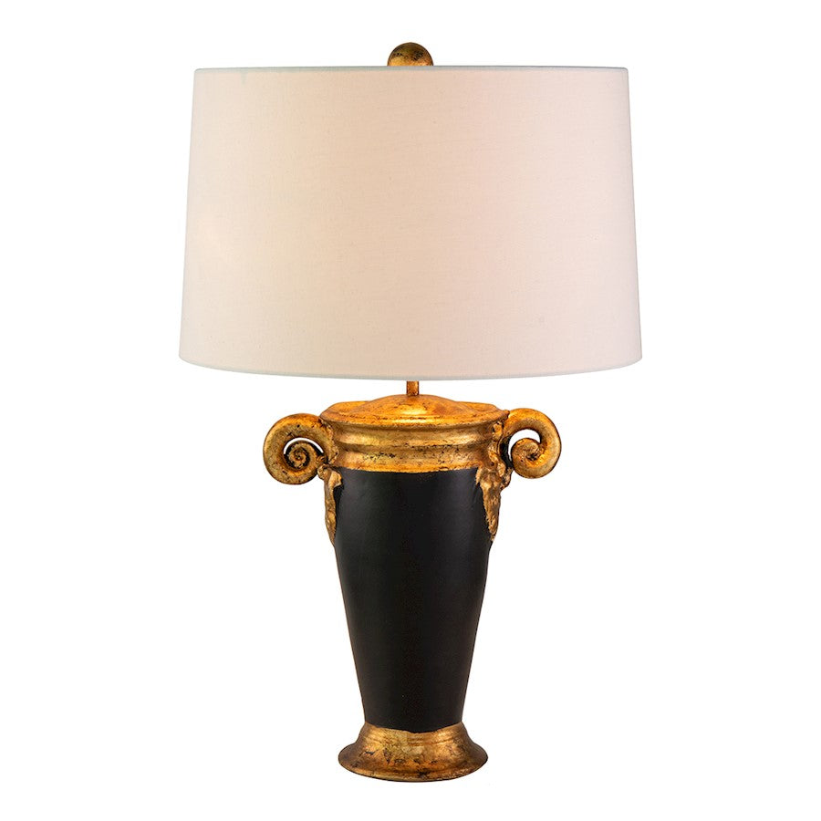Lucas McKearn 1 Light Table Lamp, Black/Gold/Fabric - TA1150