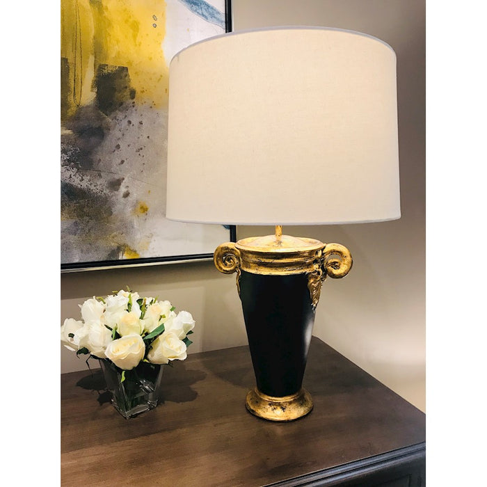 Lucas McKearn 1 Light Table Lamp, Black/Gold/Fabric