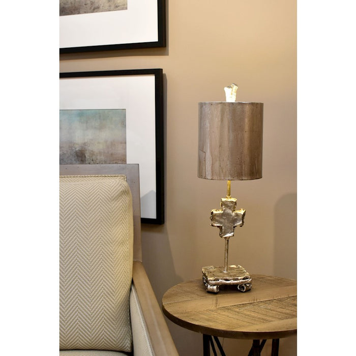 Lucas McKearn Cross Silver 1Lt Accent Lamp, Silver/Silver