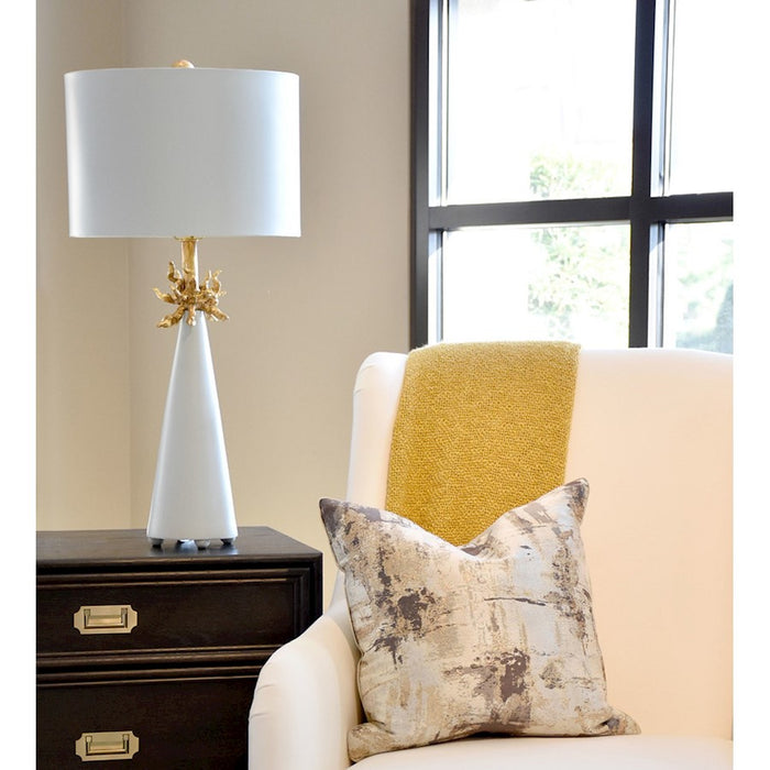 Lucas McKearn Neo Blue 1Lt Table Lamp, Le Ciel Blue Cone/Golded Anemone