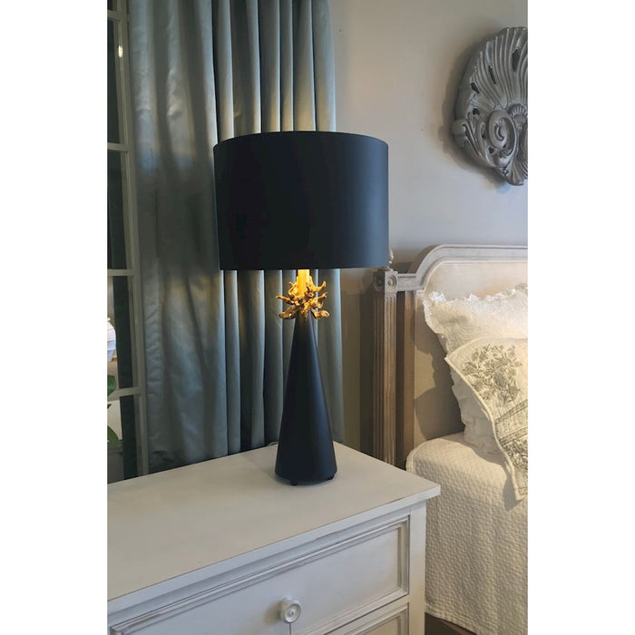 Lucas McKearn Flambeau 2Lt Table Lamp, Black Cone/Golded Anemone