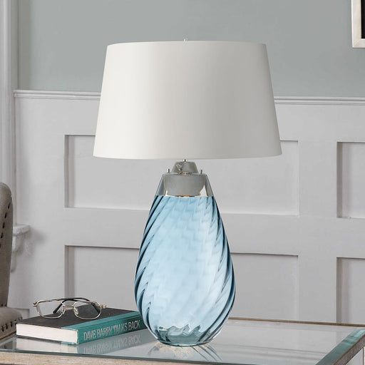 Lucas McKearn Lena 2Lt 29" Table Lamp, Blue/Off White Smooth