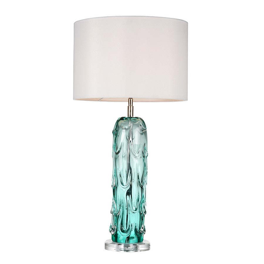 Lucas McKearn Ponchatrain 1 Light Table Lamp, Clear Blue Glass/White - TLG3118