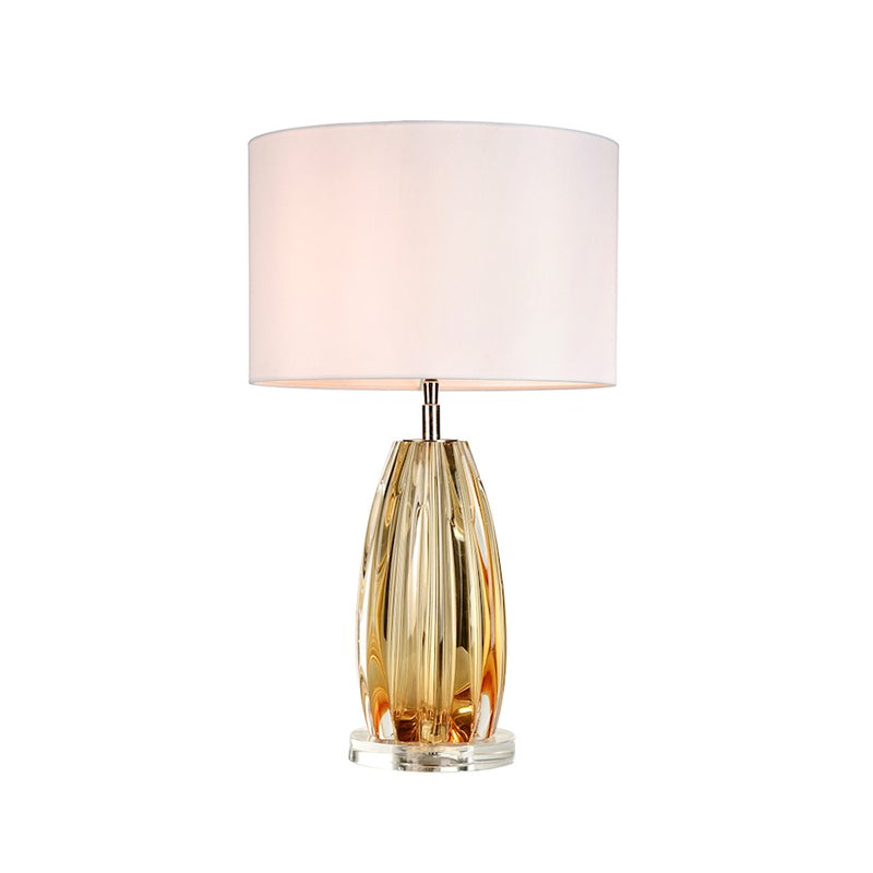 Lucas McKearn Cognac 1 Light Table Lamp, Clear Amber Glass/White - TLG3119