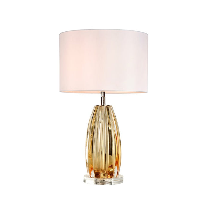 Lucas McKearn Cognac 1 Light Table Lamp, Clear Amber Glass/White - TLG3119