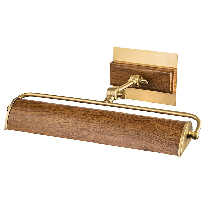 Lucas McKearn Winchfield 2Lt Picture Light, Brass/Oak - WINCHFIELD-PLM-AB-OAK