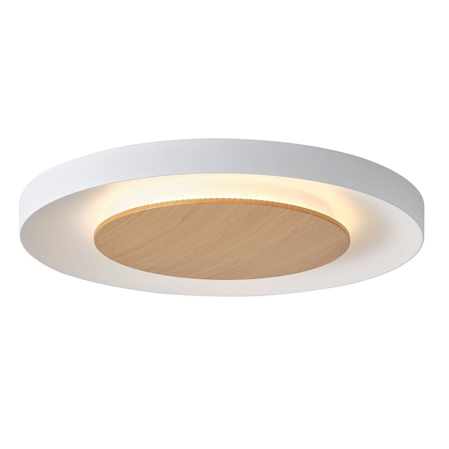 Lumpure Quebec Big LED Flush Mount/38W, White Wood - 5712-838RC-WH-WD-CCT