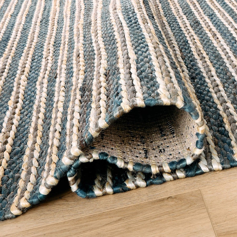 Lavin Rugs N1013 Sanika 6'7"x9'6" Stripe Rug, Navy Blue/L.Grey/Blue