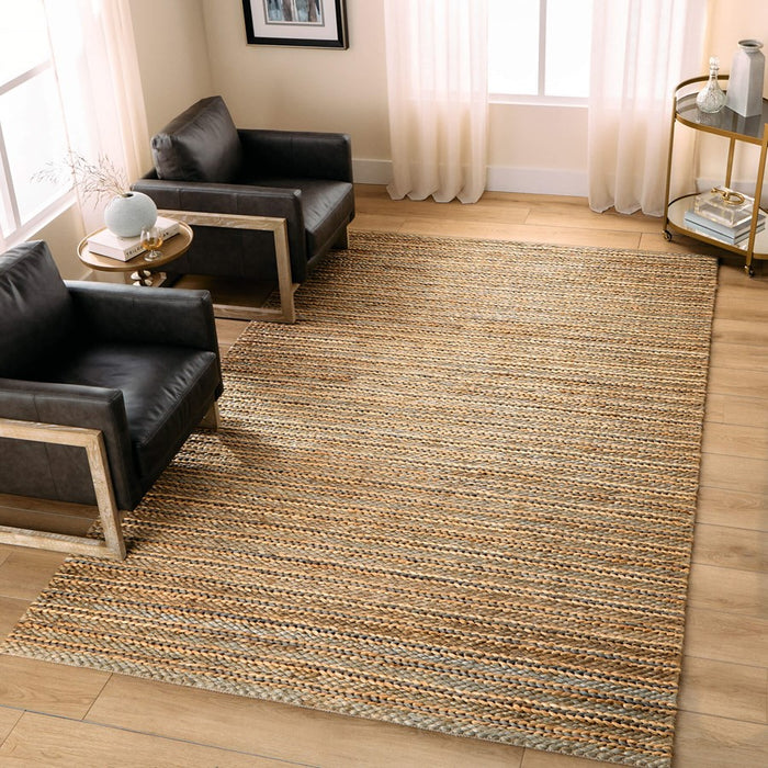 Lavin Rugs N1014 Sanika 5'3" x 7'6" Stripe Rug, Grey/Beige/Blue