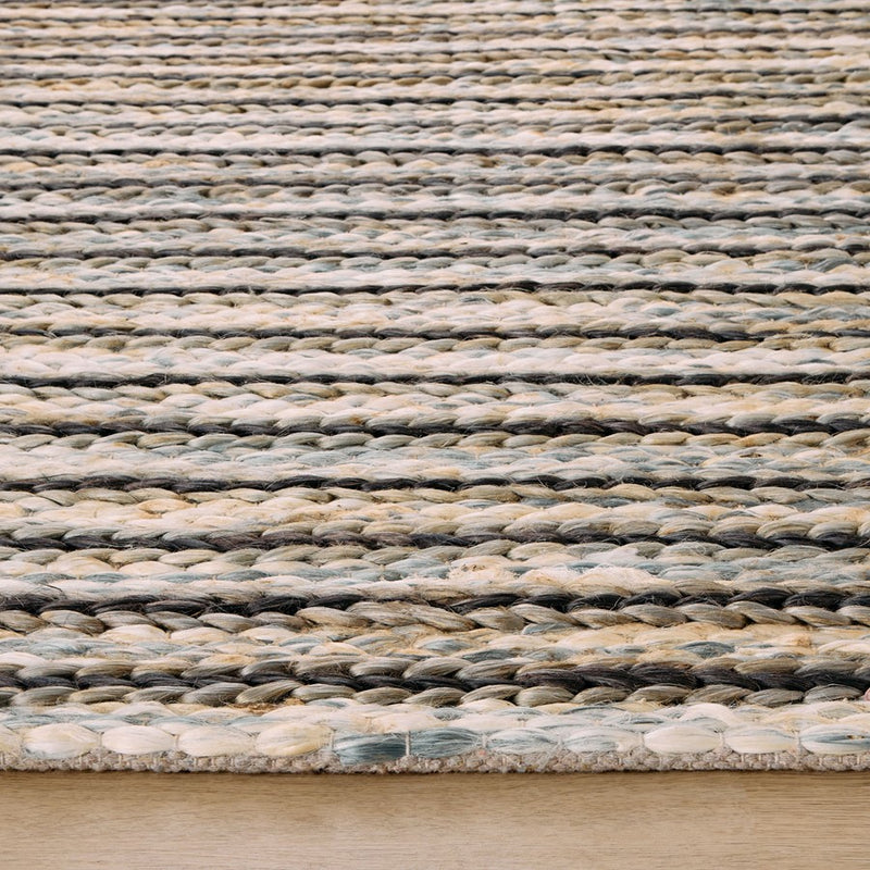 Lavin Rugs N1015 Sanika 2'x3' Stripe Rug, D.Grey/L.Grey/Silver/Blue