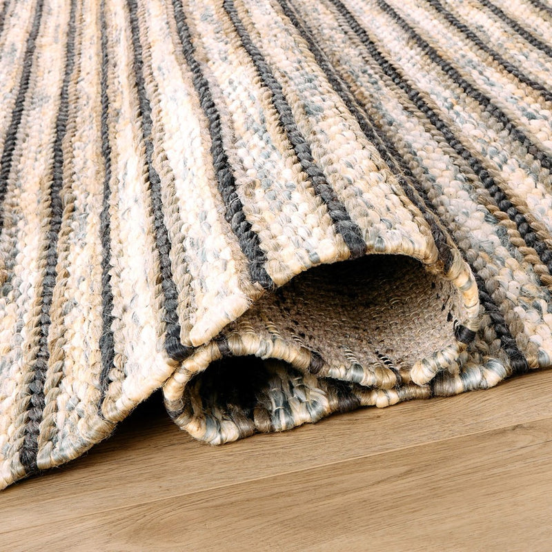 Lavin Rugs N1015 Sanika 2'x3' Stripe Rug, D.Grey/L.Grey/Silver/Blue