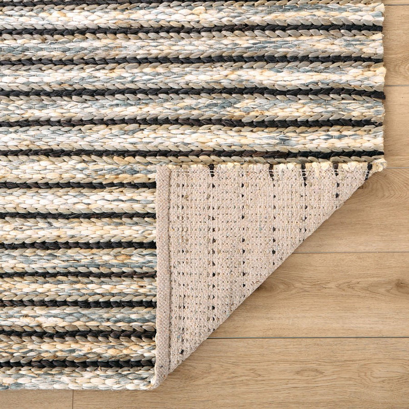 Lavin Rugs N1015 Sanika 2'x3' Stripe Rug, D.Grey/L.Grey/Silver/Blue