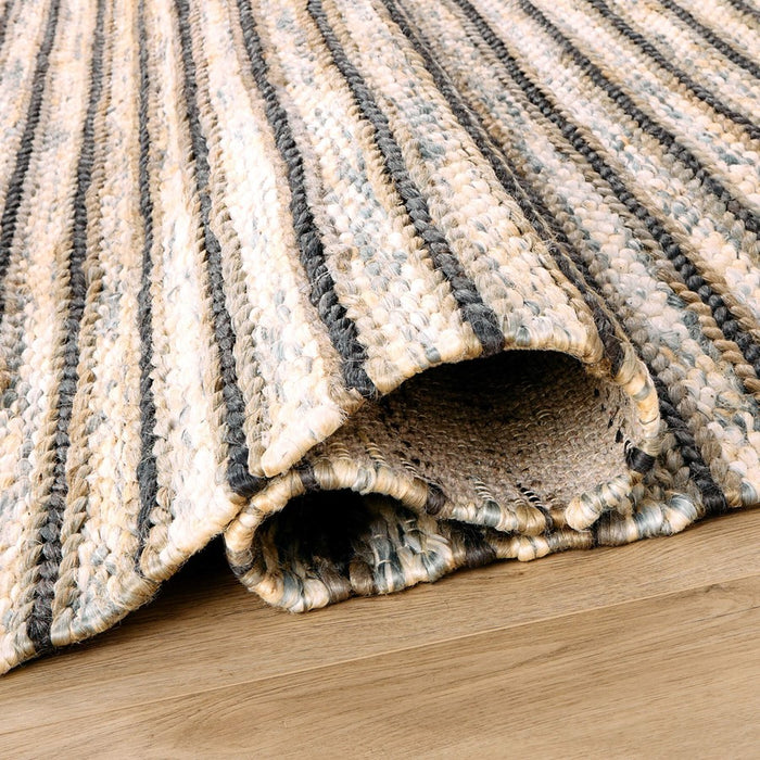 Lavin Rugs N1015 Sanika 5'3"x7'6" Stripe Rug, Grey/Silver/Blue