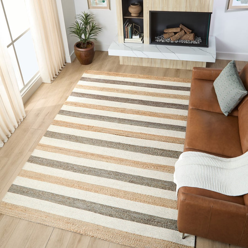 Lavin Rugs N1016 Jaya 2' x 3' Stripe Rug, Cream Black/Neutral