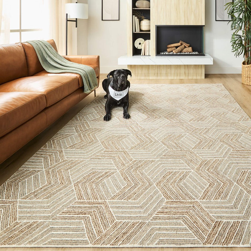 Lavin Rugs N2005 Sachin 2' x 3' Geometric Rug, Grey Beige/Brown