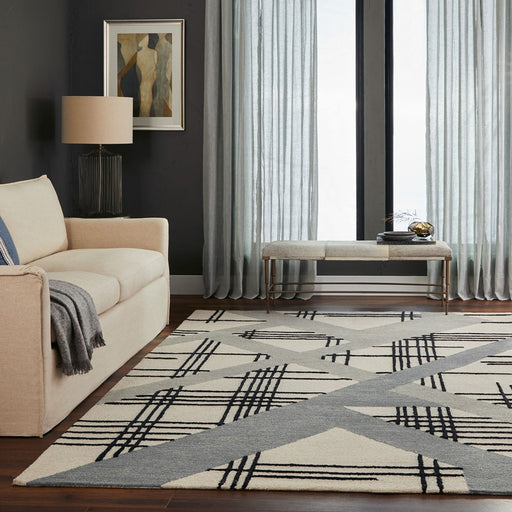 Lavin Rugs N2007 Sachin 2' x 3' Geometric Rug, Grey/Black/White