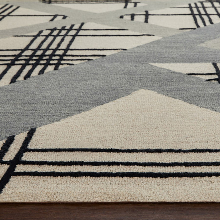 Lavin Rugs N2007 Sachin 6'7" x 9'6" Geometric Rug, Grey/Black/White