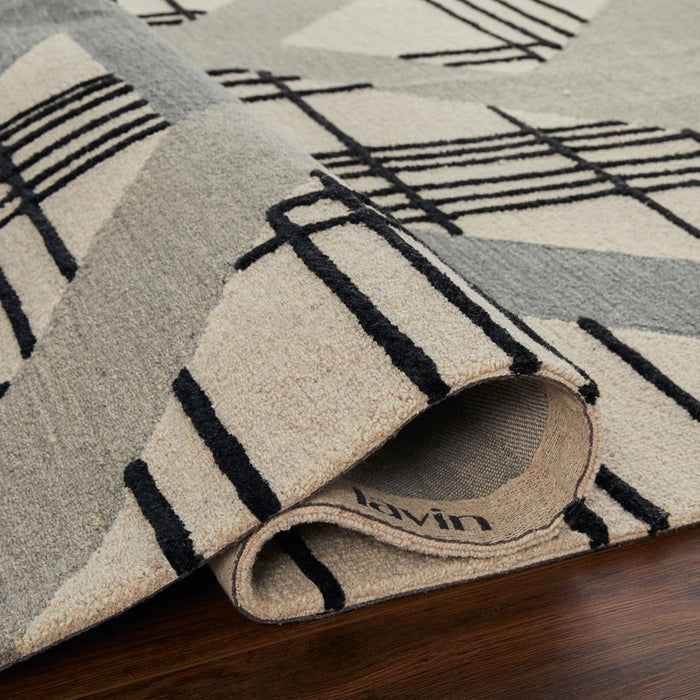 Lavin Rugs N2007 Sachin 6'7" x 9'6" Geometric Rug, Grey/Black/White