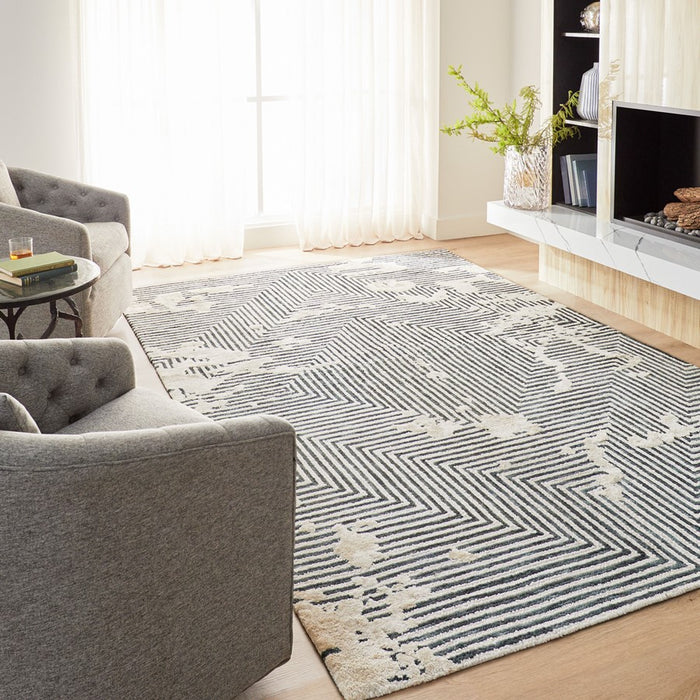Lavin Rugs N5003 Vani 5'3" x 7'6" Geo Rug, Grey Beige/Black/Natural