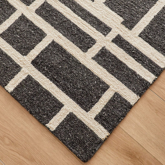 Lavin Rugs N5007 Myra 5'3" x 7'6" Geo Rug, Grey Beige/Black/White