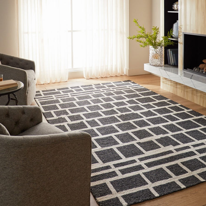 Lavin Rugs N5007 Myra 7'10"x10'10" Geo Rug, Grey Beige/Black/White