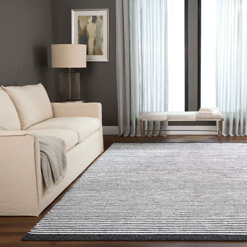 Lavin Rugs N5010 Myra 2' x 3' Stripe Rug, Beige Grey/Black/White