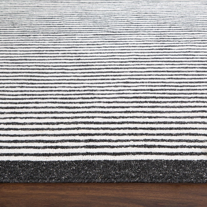 Lavin Rugs N5010 Myra 2' x 3' Stripe Rug, Beige Grey/Black/White