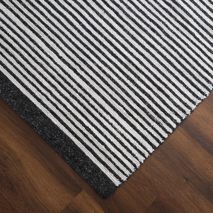 Lavin Rugs N5010 Myra 2' x 3' Stripe Rug, Beige Grey/Black/White