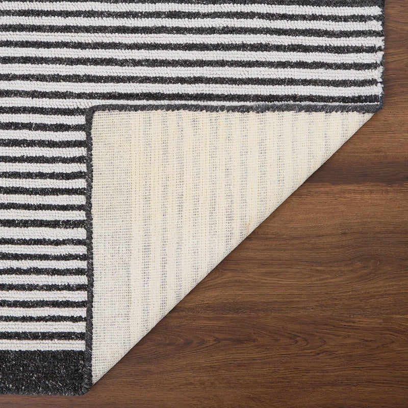 Lavin Rugs N5010 Myra 2' x 3' Stripe Rug, Beige Grey/Black/White