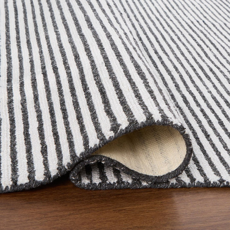 Lavin Rugs N5010 Myra 6'7" x 9'6" Stripe Rug, Beige/Black/White