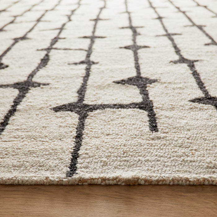 Lavin N5012 Myra 7'10"x10'10" Stripe Rug, Beig Grey/Black/White